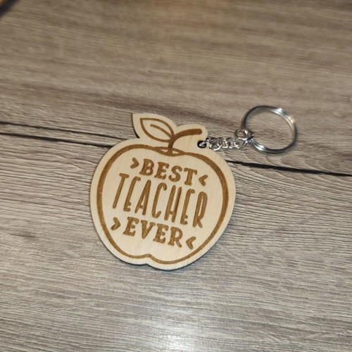 Wooden Keychain Best Teacher Ever new, apple shape