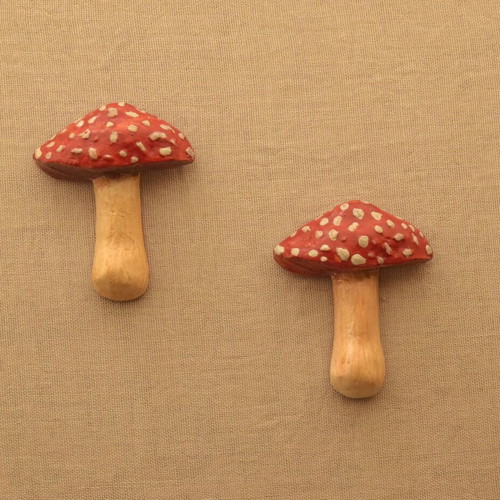 Handmade Amanita Muscaria Clay Magnet Set of 2