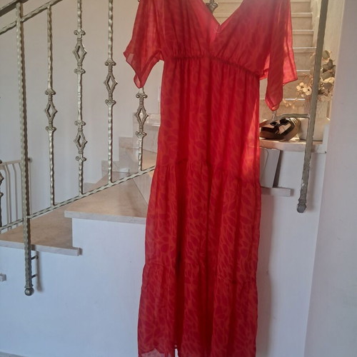 Forel long formal dress, red and orange, size L