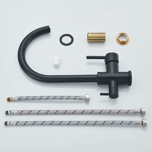 Matte silver kitchen faucet for under-sink water filter
