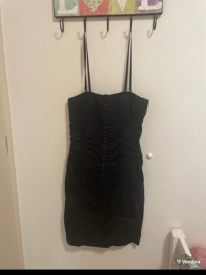 Guess black mini dress corset with hooks and lace-up, size M