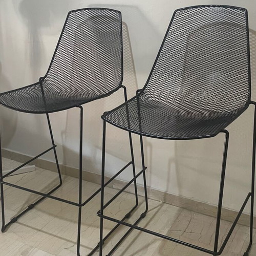 Metal bar stools used, set of 2, black