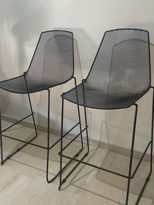 Metal bar stools used, set of 2, black
