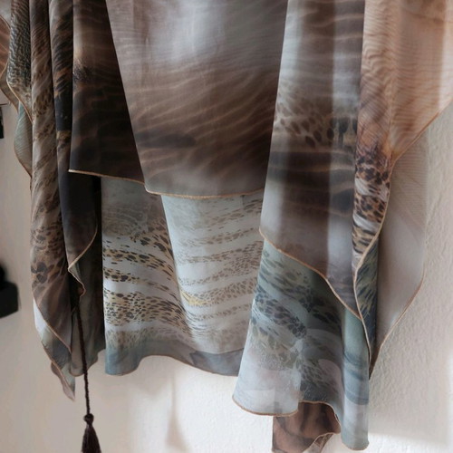 Kaftan blouse olive 2XL/3XL used, airy with batwing sleeves