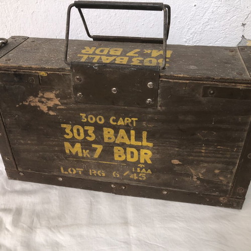 English wooden military ammunition box used, 1945