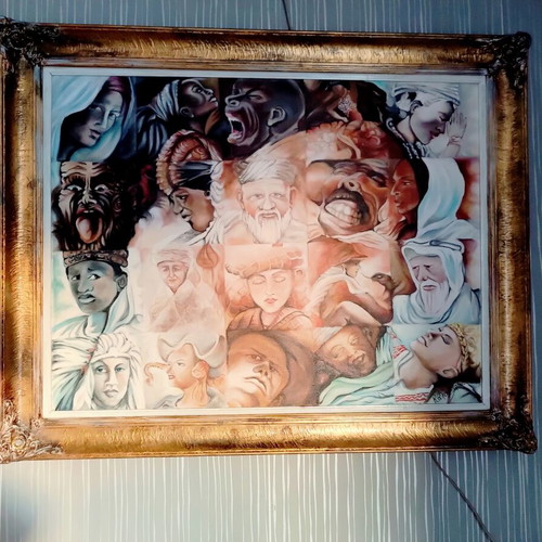 Illusion painting The face of Adam by Mikelangelo acrylics like new