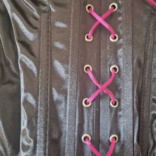 Corset satin with lining and lace Med like new, black and pink