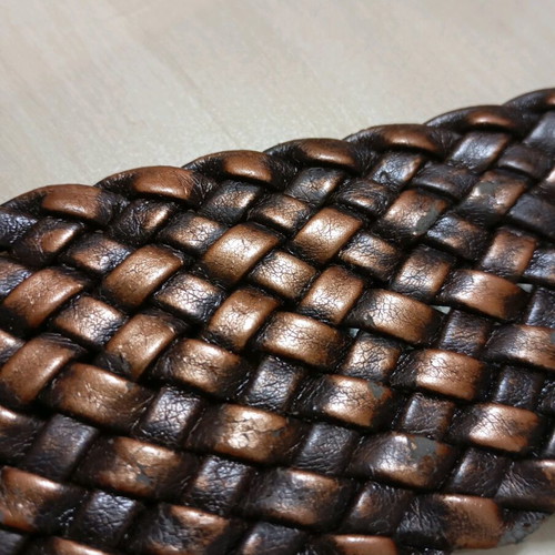 Adjustable wide woven belt used, black and brown