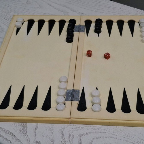 Backgammon and checkers used, travel size, plastic