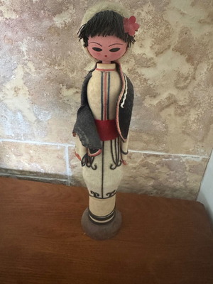 Decorative Traditional Handmade Doll on Wooden Base