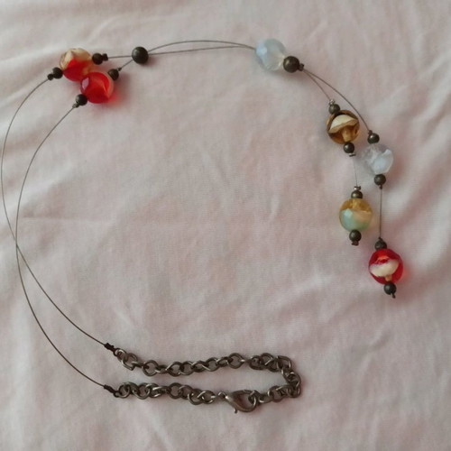 Boho necklace and bracelet set like new with glass beads