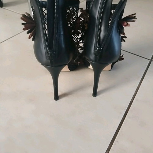Tsakiris Mallas sandals new, black with flowers, size 36