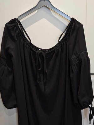 Black maxi blouse mini dress, boho style, one size