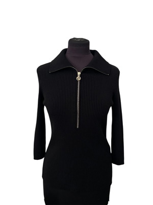 Maje Ribbed Quarter Sleeve Knit Like New, Medium, Black