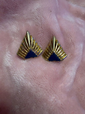 Vintage 60s earrings with clip, blue and gold