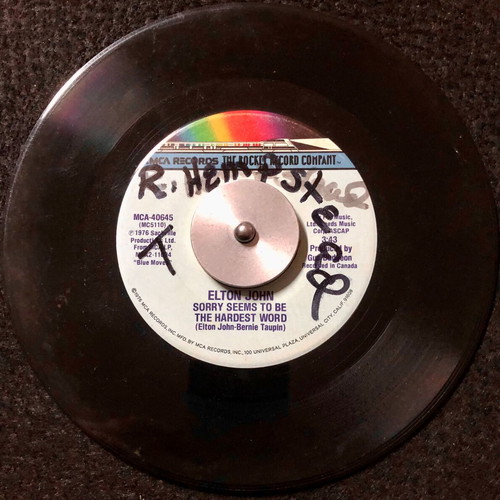 Elton John Sorry Seems To Be The Hardest Word 7" vinyl single used, pop