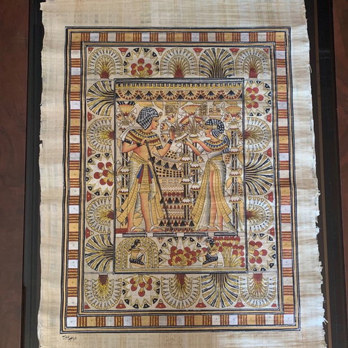 Papyrus Egyptian handmade painting used with embossed details