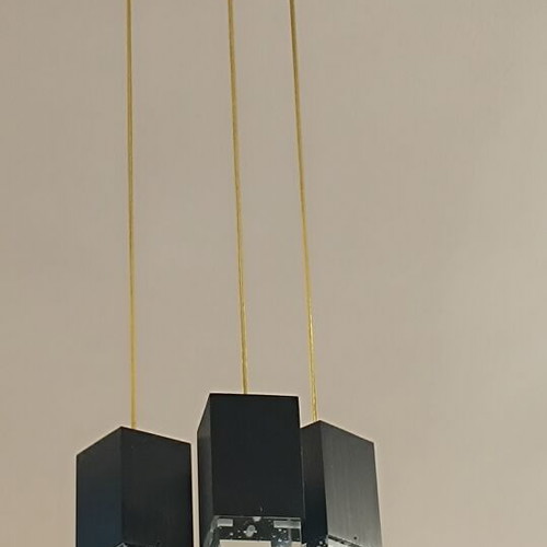 Modern three-light ceiling pendant lamp inox and crystal like new