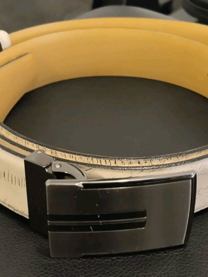 Men's leather belt used, beige, size 120