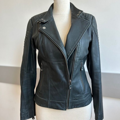 BMW Motorrad leather women biker jacket like new graphite dark gray