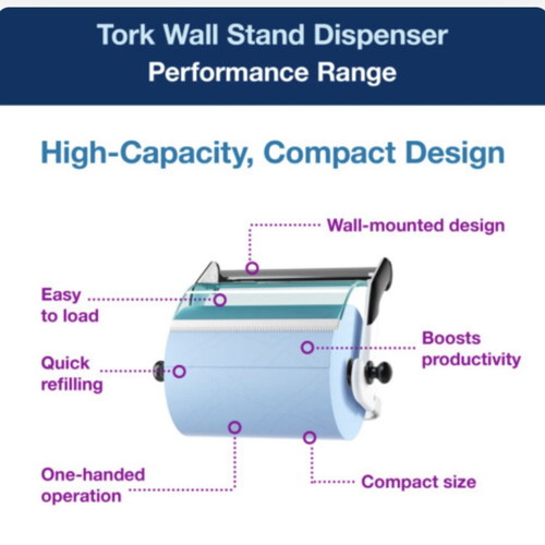 TORK Industrial Paper Roll Dispenser new, turquoise and white