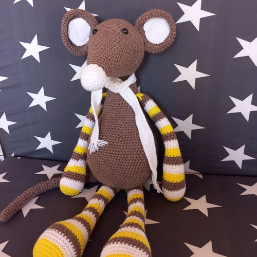 Knitted doll mouse new, 52cm, cotton yarn