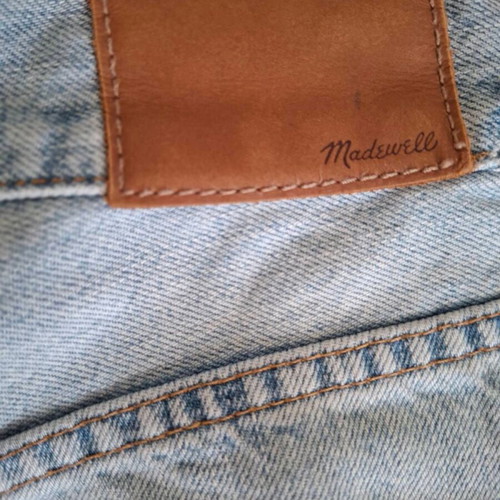 Madewell jeans used with floral detail, light blue wash