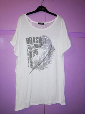 Blouse used L/XL white with feather design