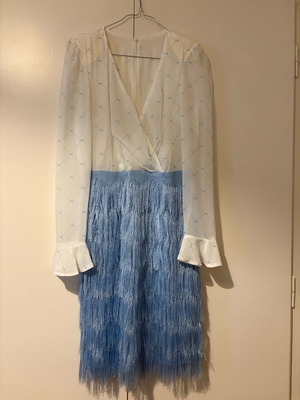 MindMatter evening dress like new, white and turquoise, size XS