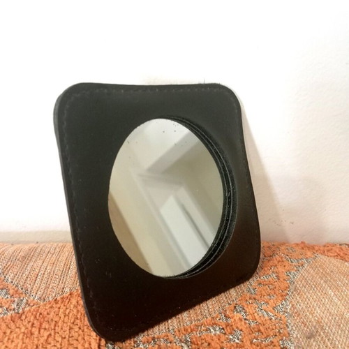 Leather pocket mirror vintage 70s, like new