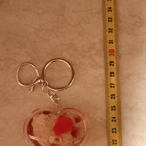 Keychain with floating heart new, red