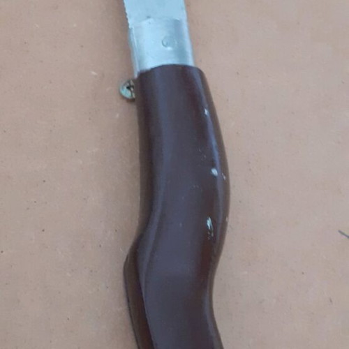 Collectible folding knife used with wooden handle