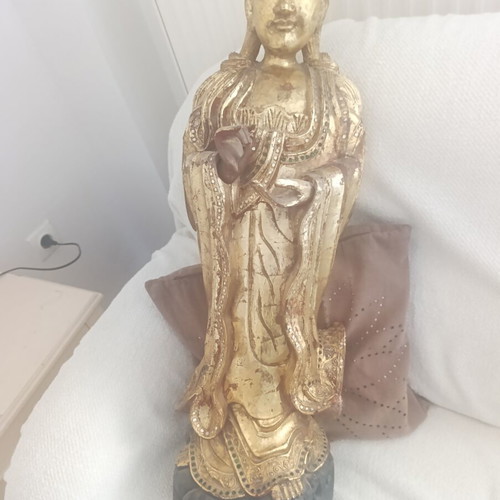 Guanyin Wooden Gilded Statue 80cm used, vintage