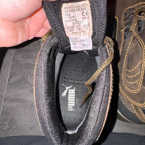 Puma Sierra Nevada Mid S3 work boots, size 44, brown and black