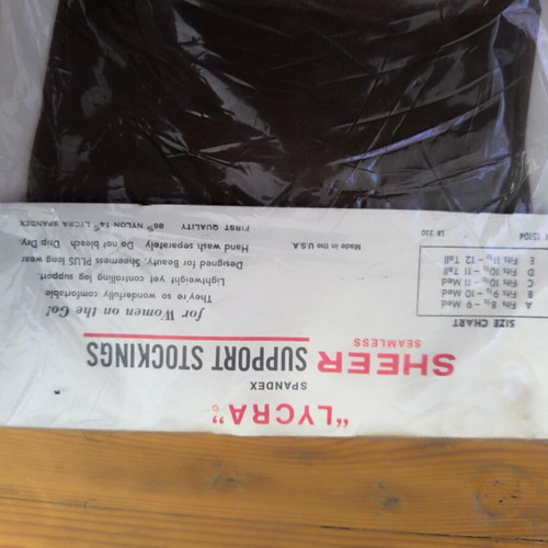 Lycra Spandex Sheer stockings for women 1966 vintage new brown