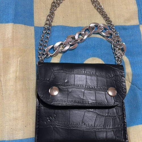 Black bag with silver chains new