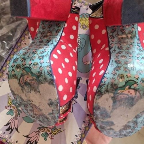 Irregular Choice peep toe heels size 40 like new, red with white dots
