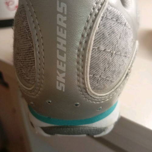 Skechers athletic shoes new, gray with turquoise laces