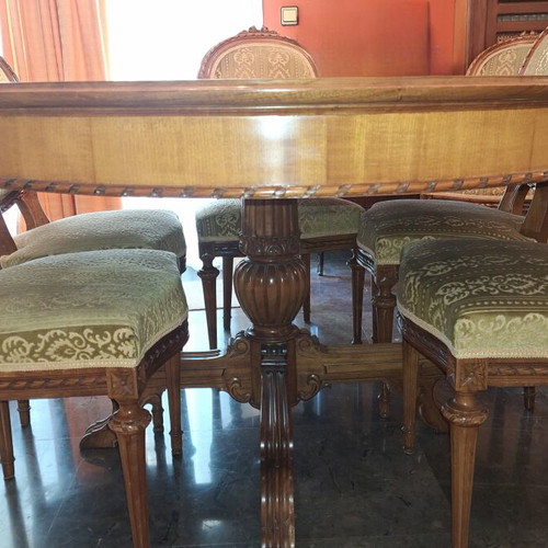 Dining set with 6 chairs and extension piece