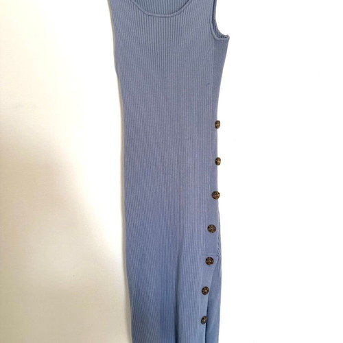 Blue Midi Dress Medium Used Fitted With Side Button