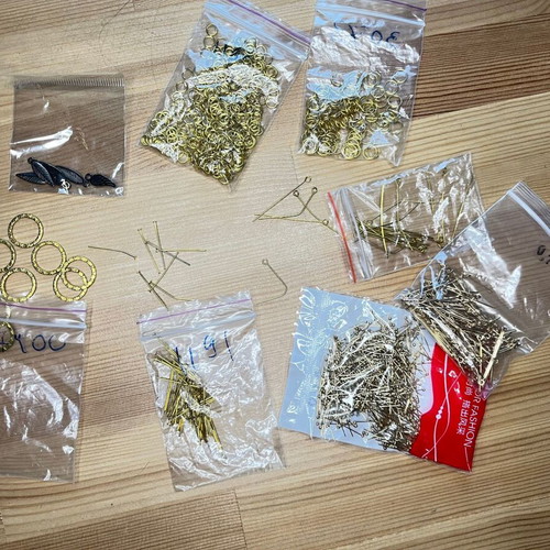 Jewelry components set new, metal in silver, bronze and gold colors