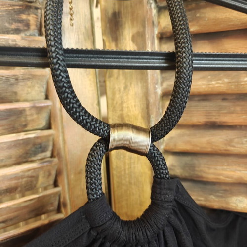 Maxi black elastic dress with gold detail Mara's Collection like new