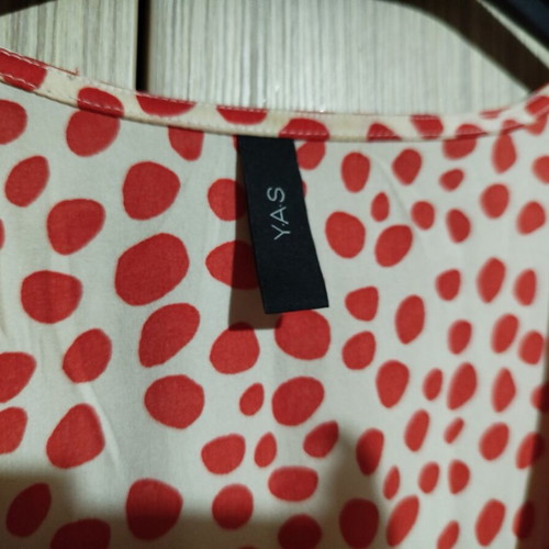 Yas polka dot wrap dress like new, above knee length, red beige