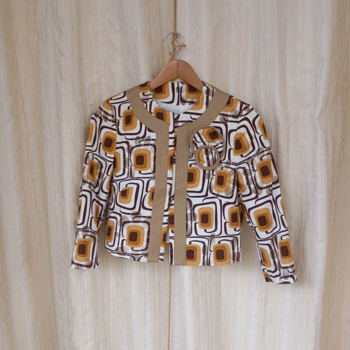 Zara retro 60s jacket with 3/4 sleeve like new brown and yellow
