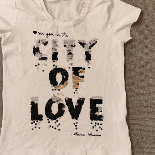 Fitted t-shirt with sequins like new, white, Matoufrance