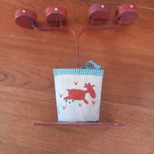Christmas candlestick used, tin for tealights