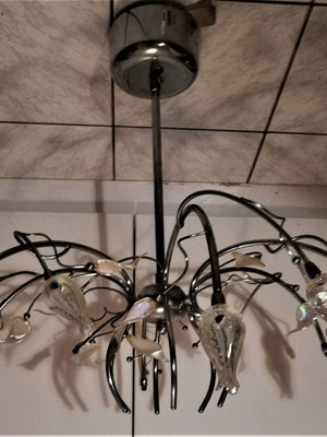 Ceiling light used, stainless steel, 1-12 bulbs, leaf and flower design