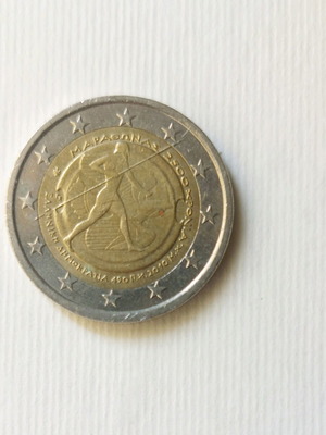 Collectible commemorative 2 euro coin used - 2,500 years since the Battle of Marathon
