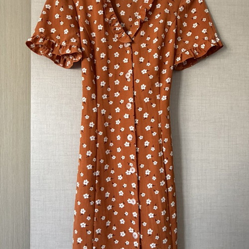 Summer dress Primark size 36 like new, orange with tie