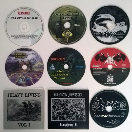 Metal CD pack used from 90s magazines, 9 discs